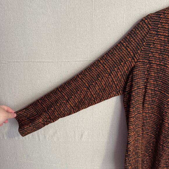 David Lerner Evereve Size L Black Brown Abstract Print Long Sleeve Thin Blouse - Picture 4 of 13